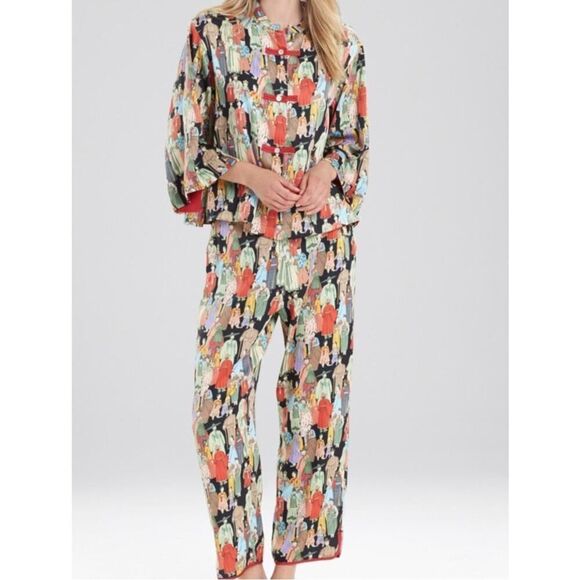 Natori Women's Dynasty Pajama Set in Red Print - Picture 1 of 9